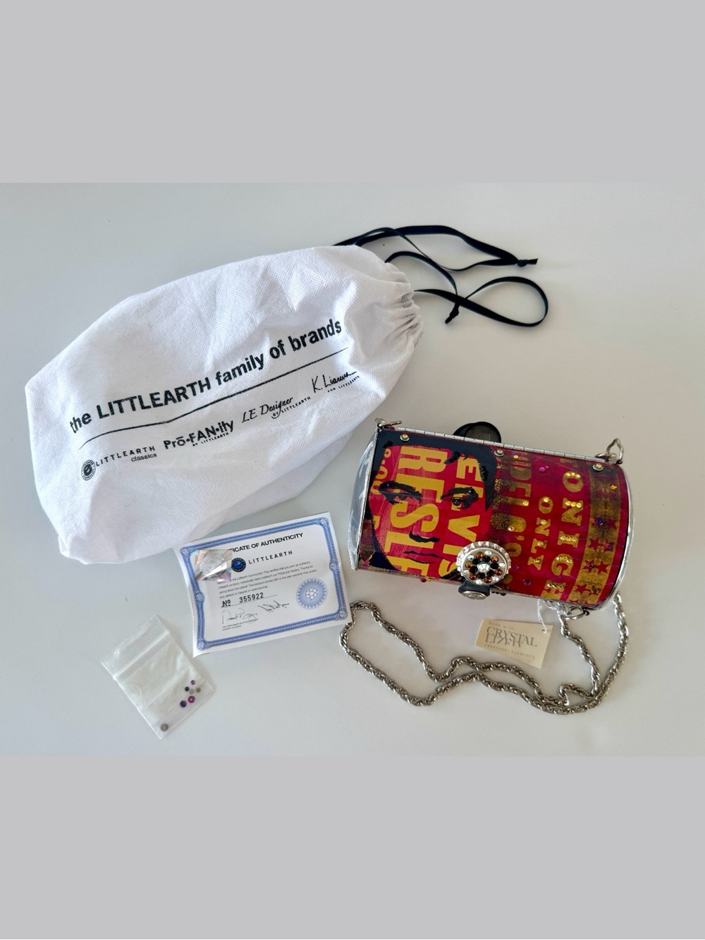New - Little Earth Elvis Presley Cylinder Shoulder Bag with Swarovski Crystals